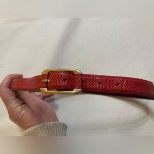 Red Vintage Morris Moskowitz Leather and Gold Metal Belt XS